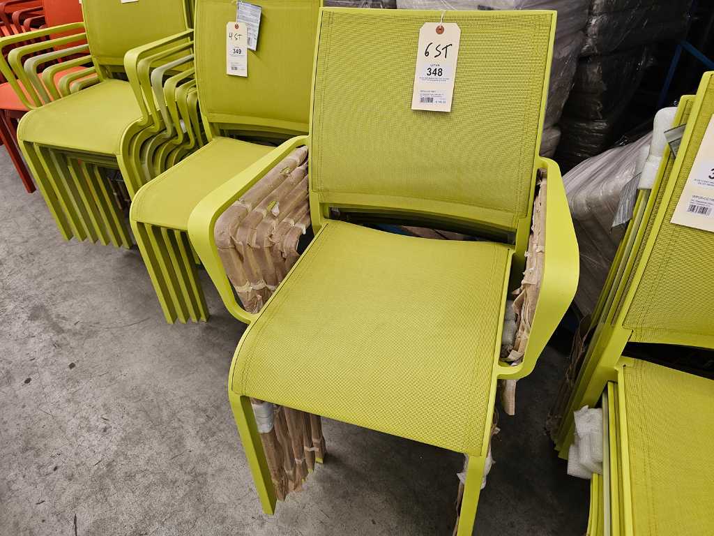6 x Garden Prestige Alu Stacking Chair Nice Green Matt + Arm