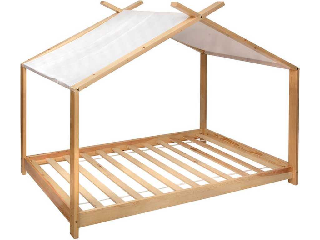 Łóżko namiotowe dziecięce 98 x 195 x 145 cm beżowe drewno