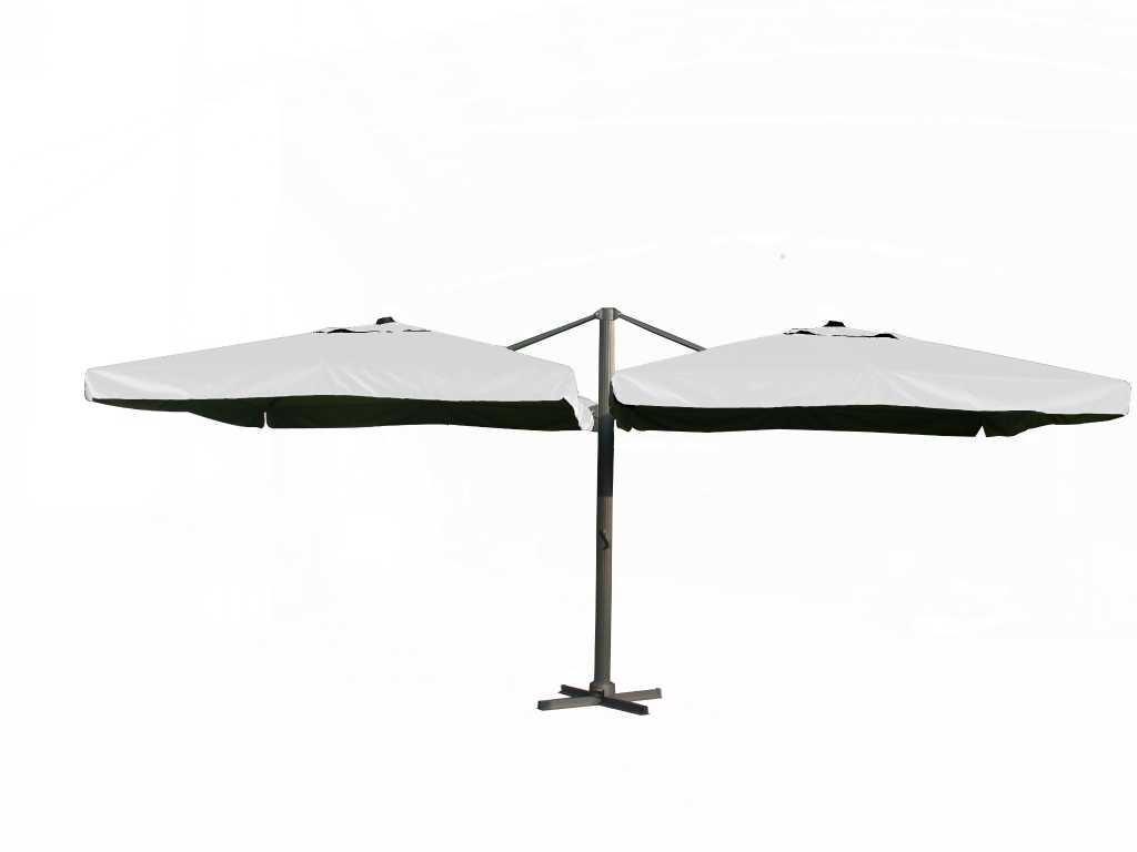 Umbrelă de soare dublă suspendată alb (2*300x300cm)