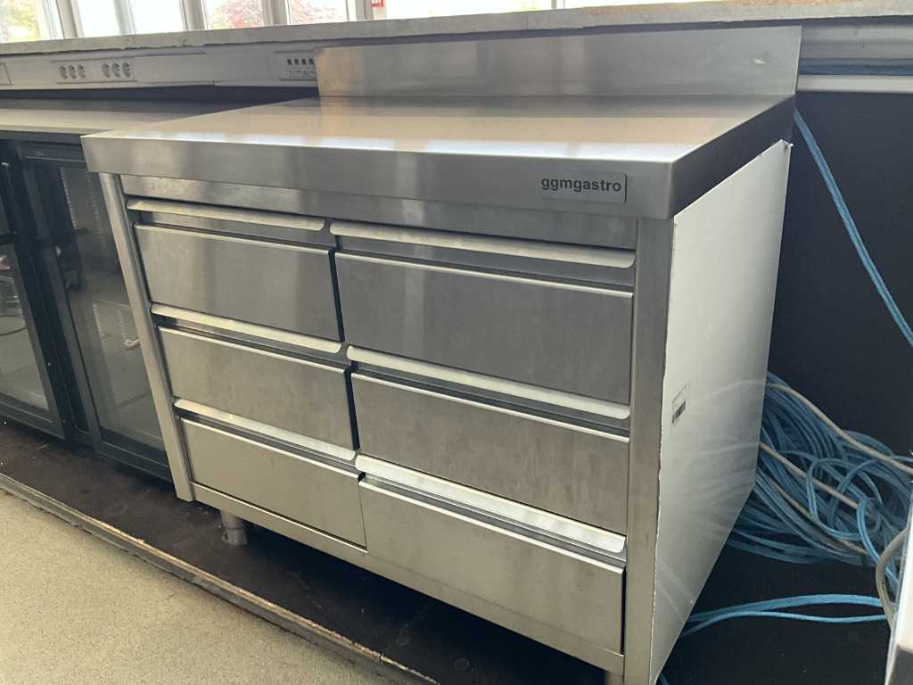 Stainless steel work table with drawers