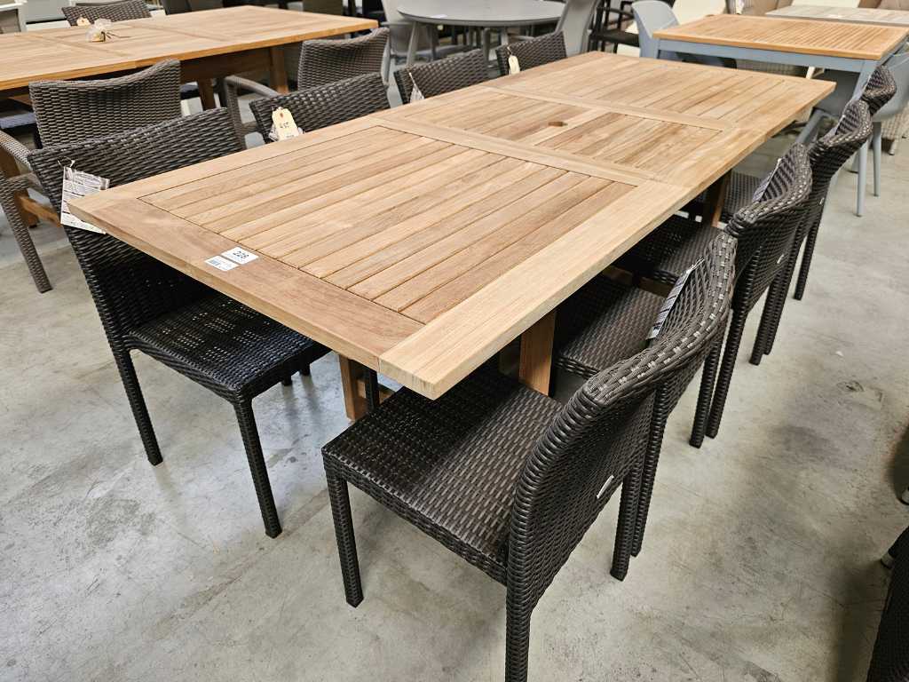 Table de jardin en teck Diamond extensible 160-210cm lattes 5cm