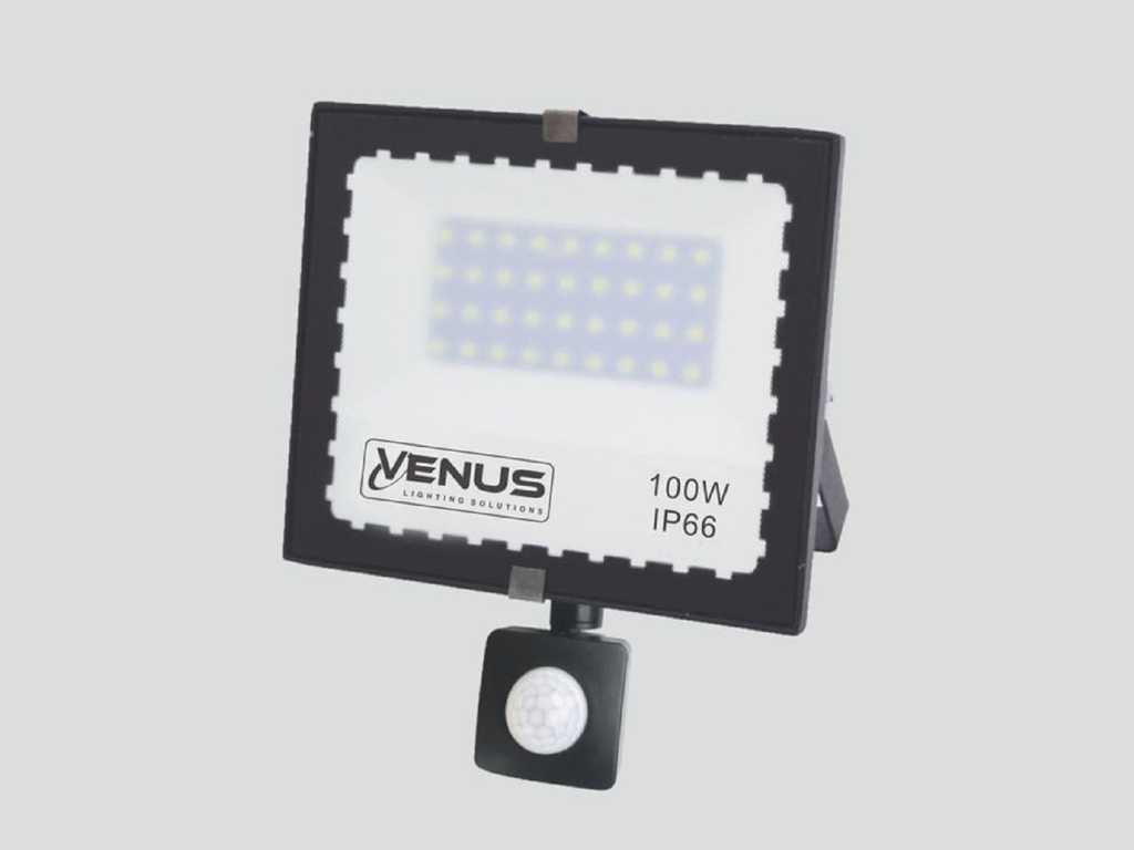 10 x Proiector LED 100W cu senzor - 6500K Alb rece - Impermeabil IP66