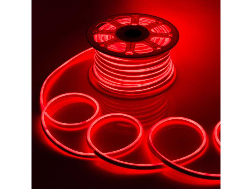 1 x 50 Meter Neon LED-Streifen Rot -8W/M - Wasserdicht IP65