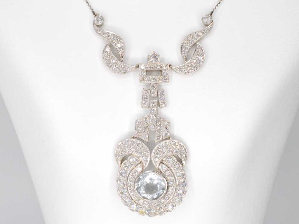 Art Deco Halskette mit natürlichem Diamanten 5,00 Karat