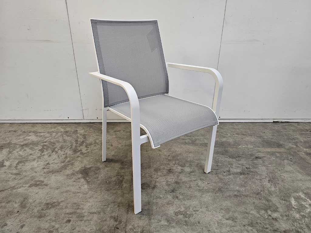 2 x Garden Prestige Chaise empilable en aluminium Paris Blanc mat