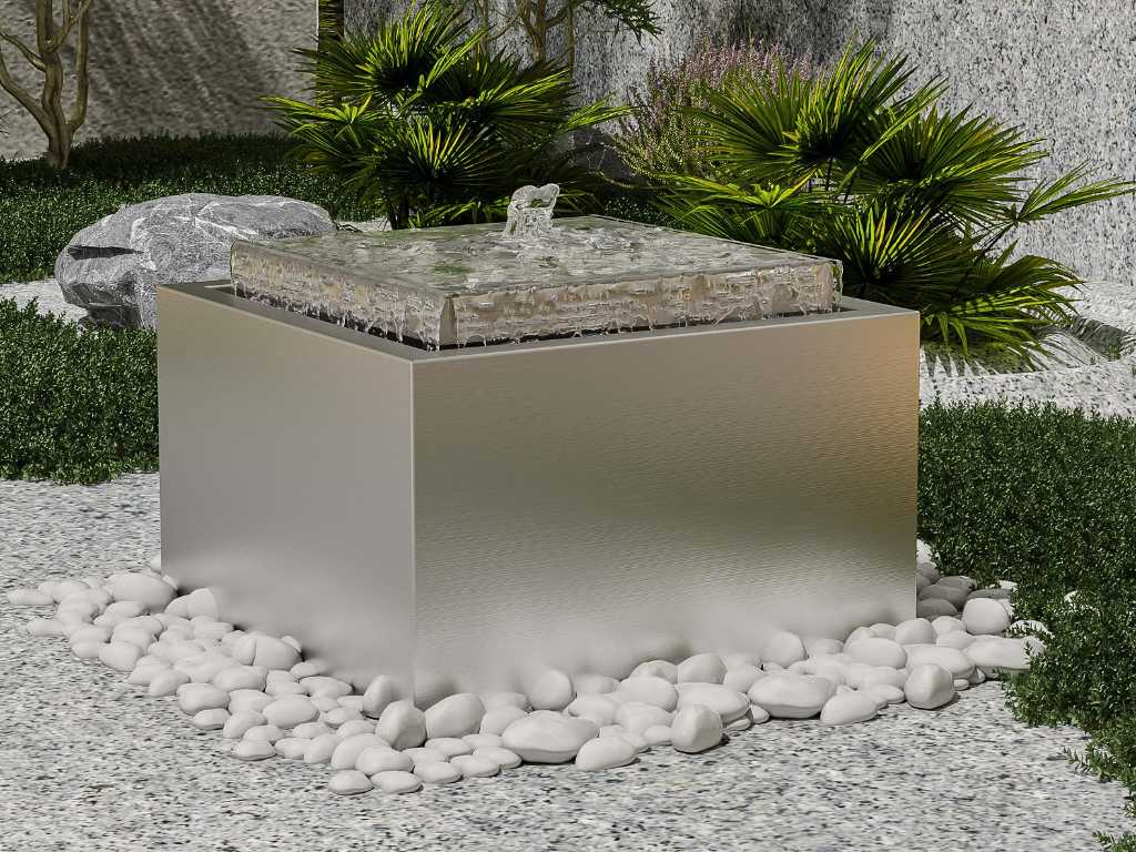 Outdoor Stainless Steel Fountain - H.34 cm - Silver