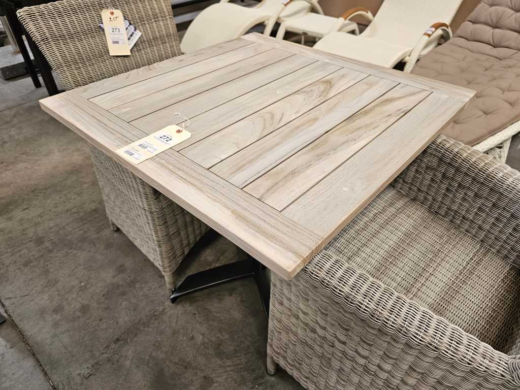 Table en teck Calida 80 x 80cm avec piètement en aluminium anthracite 