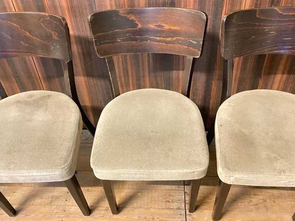 Satellite - Drewniane krzesło restauracyjne z tapicerowanym siedziskiem (7x)