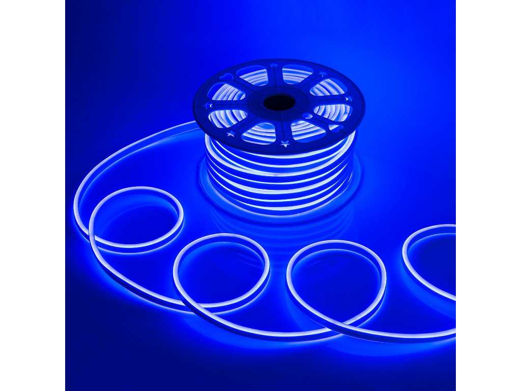 1 x 50 Metru Neon LED Strip Albastru -8W / M - Impermeabil IP65