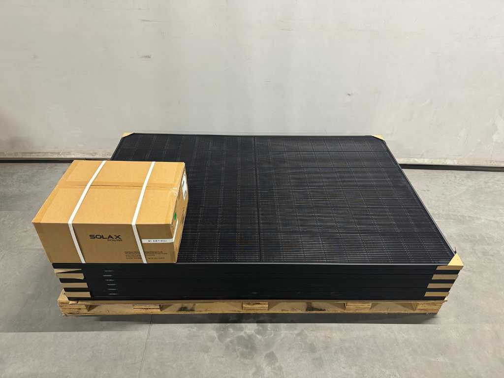 QN-Set mit 8 vollschwarzen Solarmodulen (420 wp) mit Solax 3.0 Wechselrichter (1-phasig)