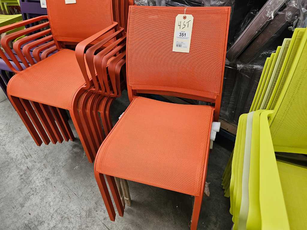 4 x Garden Prestige Alu Stacking Chair Nice Orange Matt + Orange