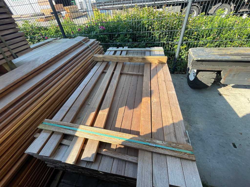 Guyana Ipé hardwood planks planed 21x70mm, length 185cm (204x)