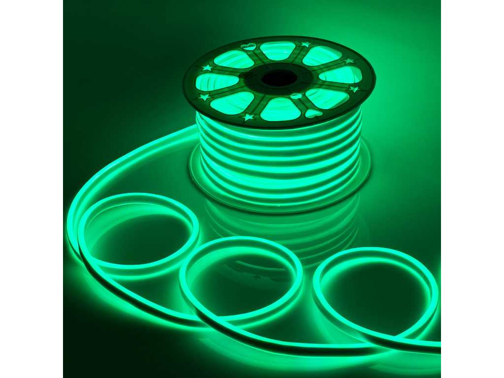2 x 50 metri Neon LED Strip Green -8W/M - Impermeabil IP65