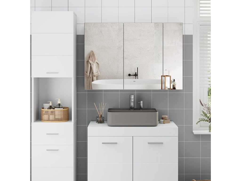 Badkamer Wandkast met Spiegel - wit