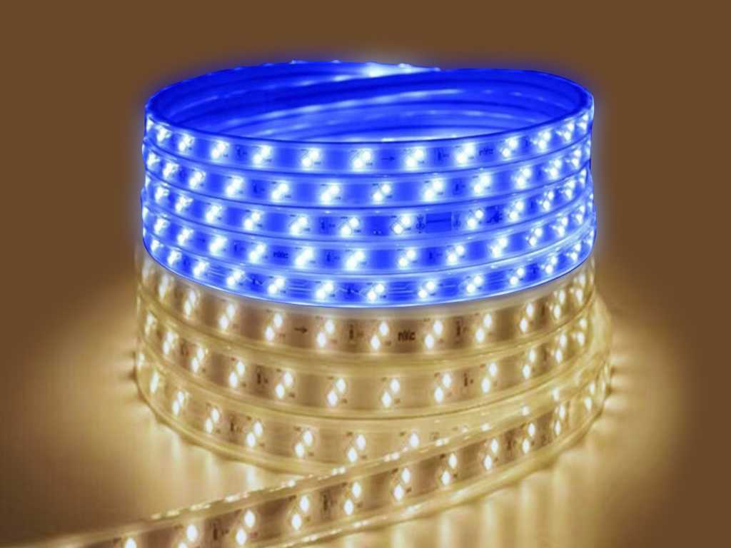 2 x LED Strip 25m - 10W/M - Dubbele kleuren Blouw of Warm Wit 