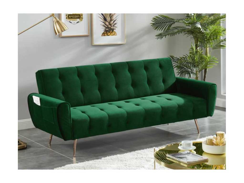 Convertible 3-Seater Velvet Sofa - Fir Green

