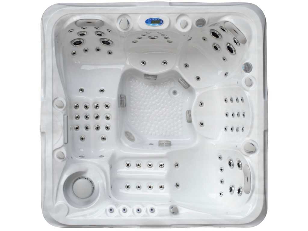 Spa în aer liber pentru 5 persoane 210x210 cm - Baie albă ca zăpada / partea antracit - Incl. Bluetooth