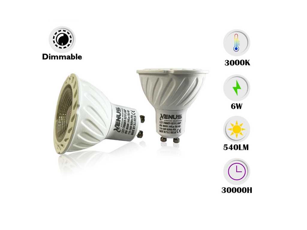 Reflektor LED 100 x GU10 6W - Możliwość przyciemniania - 3000K Ciepła biel