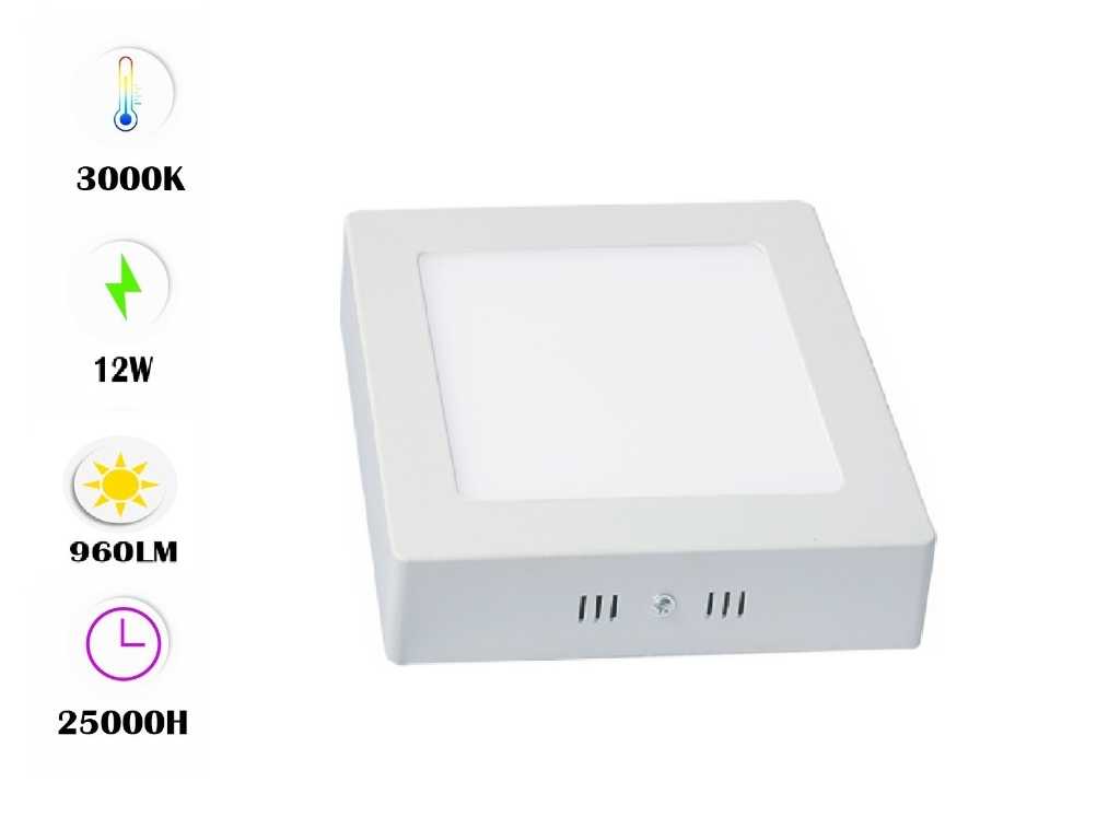 60 x Panneau LED 12W - LED SMD - Montage en surface - carré - 3000K (blanc chaud)