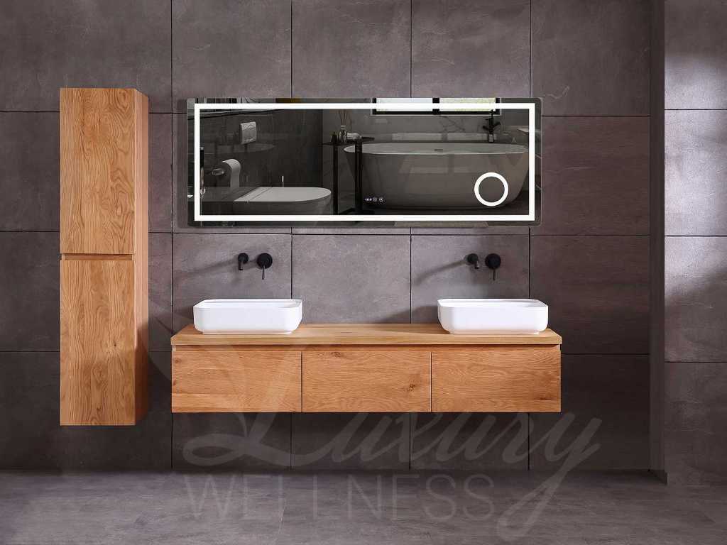oak bathroom furniture 150cm (natural/white wash/grey smoked) 
