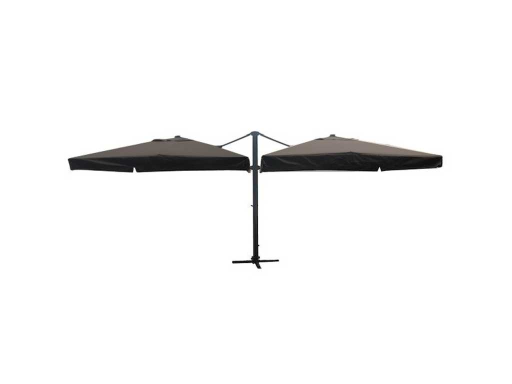 Dubbel hangende parasol Zwart 300x300 cm