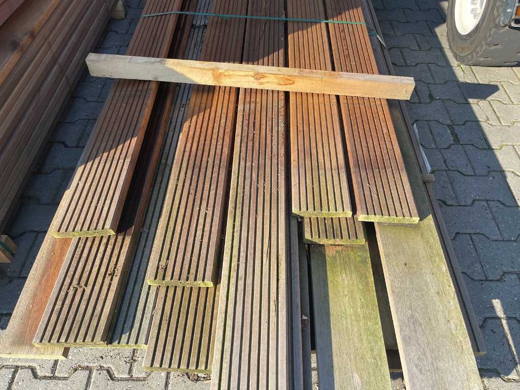 Basralocus hardwood decking boards 25x145mm, length 1/455cm 50/485cm 8/515cm 7/545cm (66x)