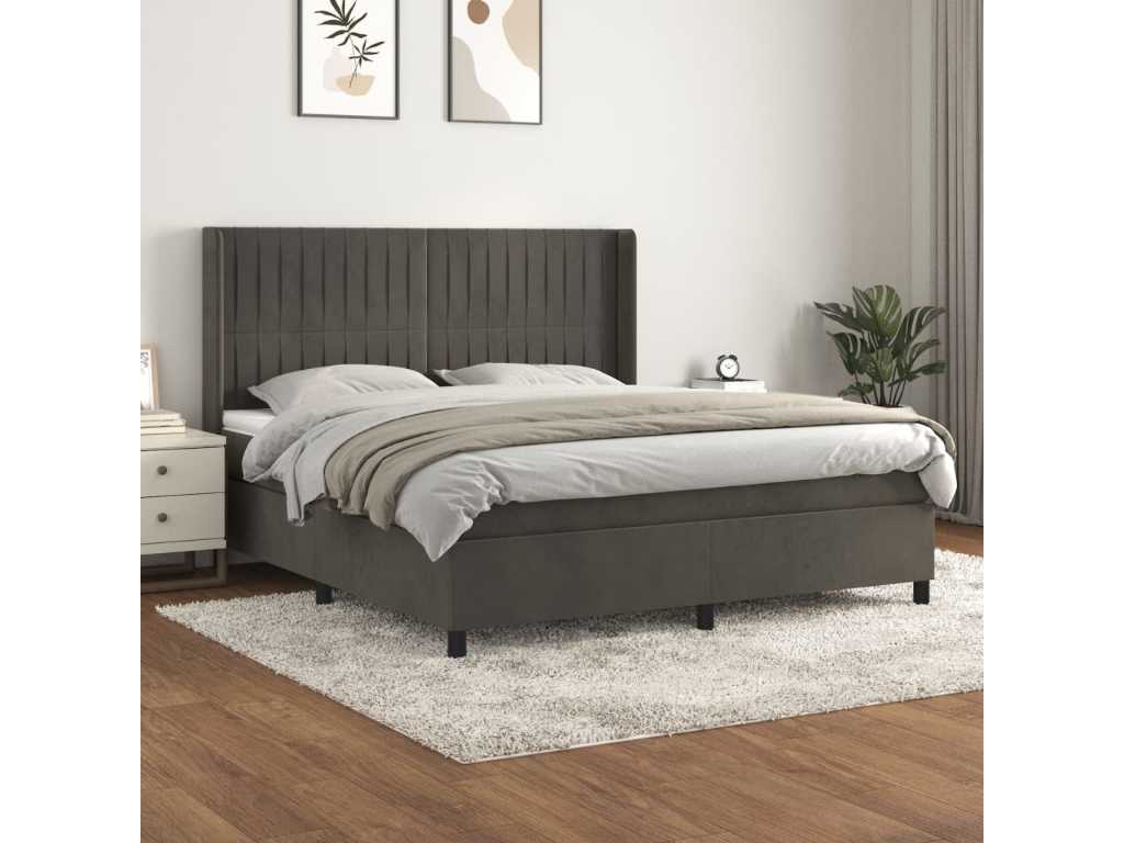 Bed base and mattress Dark grey 180x200cm Velvet