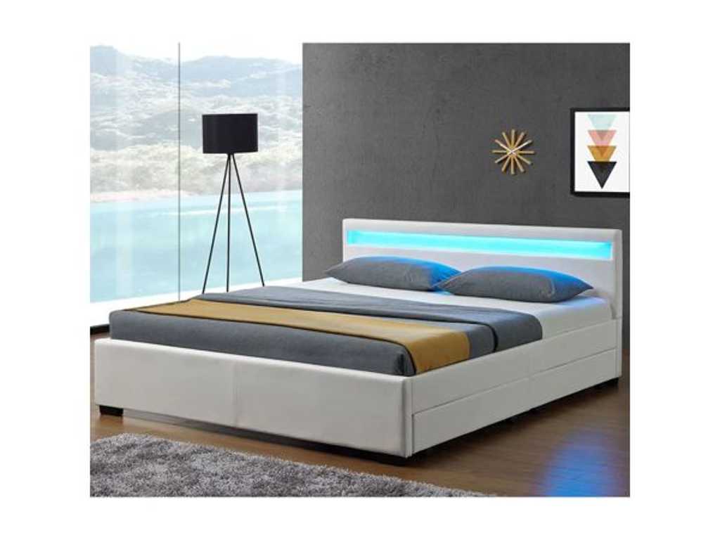 Drawer bed, LED lighting and slatted base - 140x200