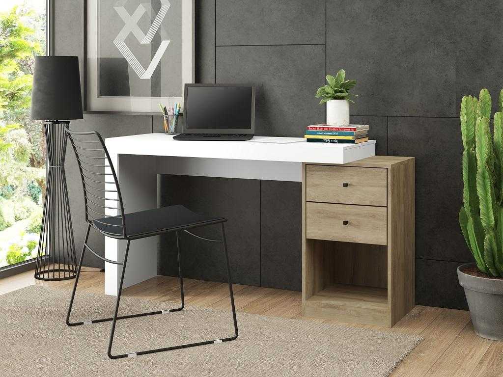 Extendable desk - Colour: White & Oak