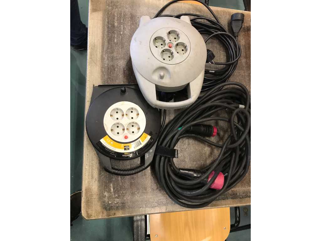 Various extension cable reels and cords (3x)