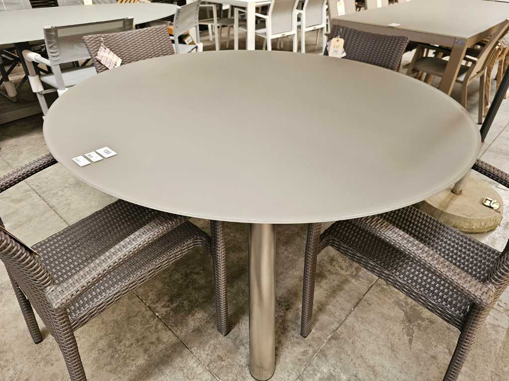 Xclusiv Table Scorpion Acier Inoxydable + Verre Trempé Dia 150 Taupe