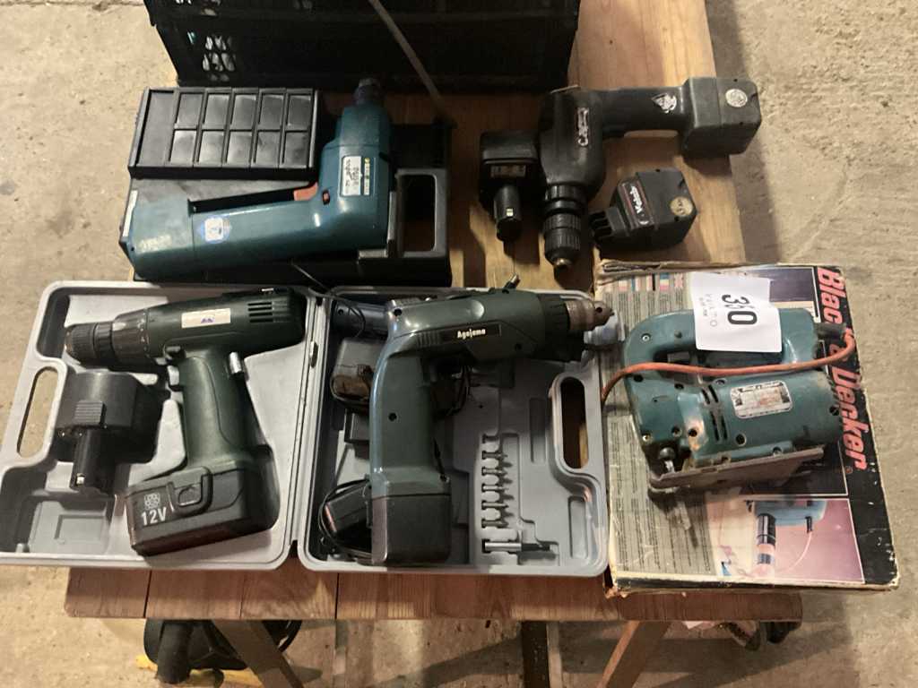 5x outils divers BLACK&DECKER, TOPCRAFT, METABO